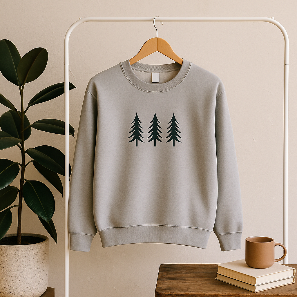 Embroidered Pine Trees Sweatshirt