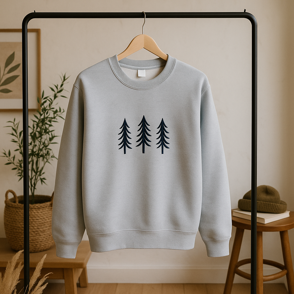 Embroidered Pine Trees Sweatshirt