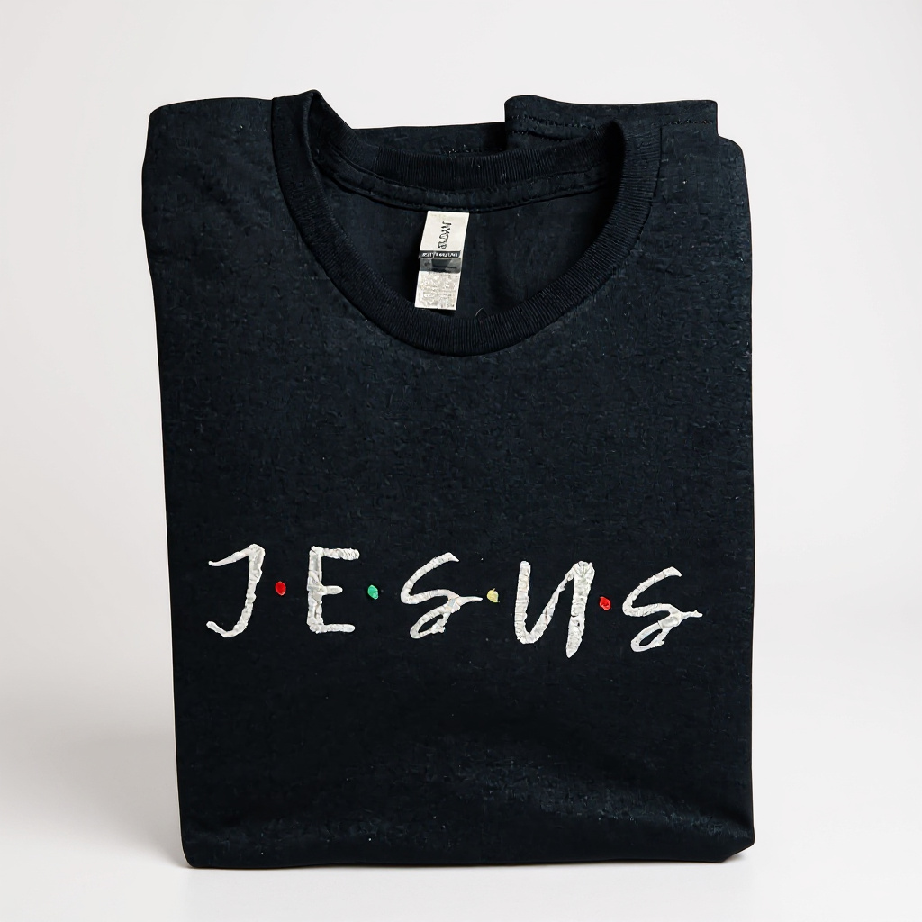 JESUS Embroidered Black T-Shirt - Faith Statement Tee
