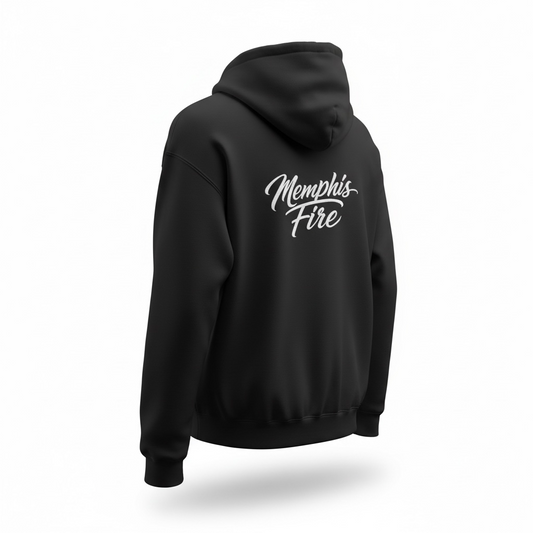Memphis Fire Embroidered Hoodie - Custom Script Lettering