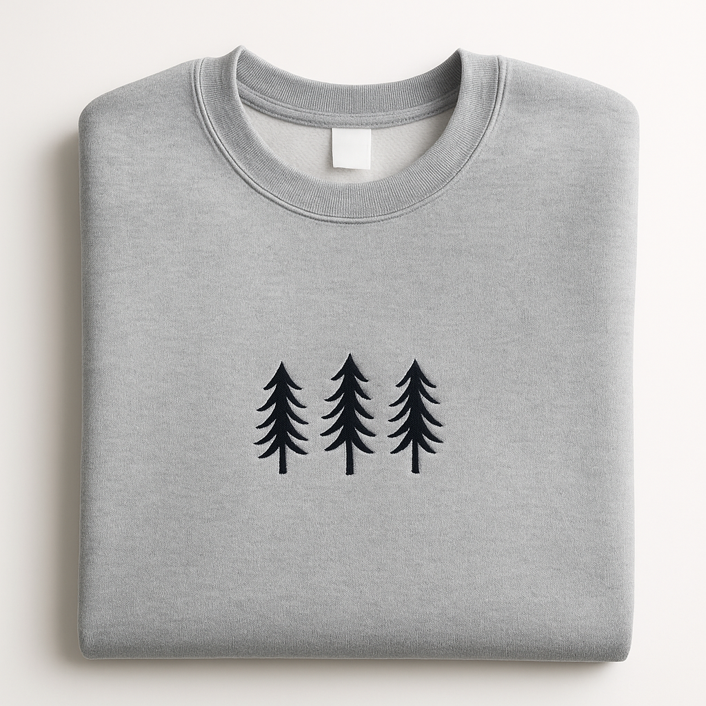 Embroidered Pine Trees Sweatshirt