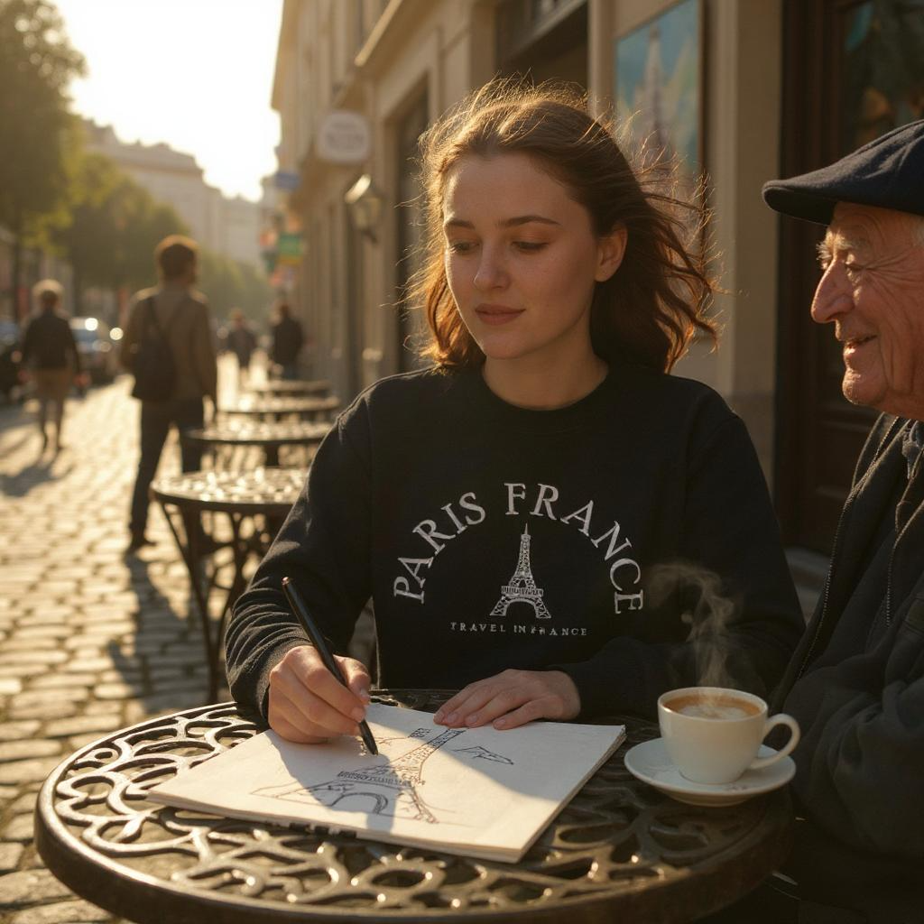 Paris France Embroidered Sweatshirt- Authentic City Logo